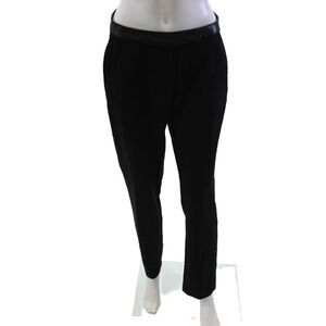 Kimberly Taylor Womens Leather Trimmed Hook and Eye Zipped Pants Black Size 28